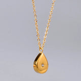 18kGold Big Dipper CZ Zircon Clavicle Necklace Pendant Square Drop Water Charm