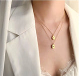 18kGold Big Dipper CZ Zircon Clavicle Necklace Pendant Square Drop Water Charm