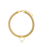 18kGold Letter M tassel Pearl Choker Necklace for Mom