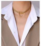 18kGold Letter M tassel Pearl Choker Necklace for Mom