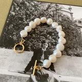 925 Silver Baroque Pearl Bracelet 18k Buckle Women's Gift