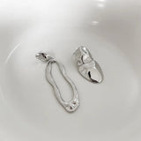925 Silver Asymmetrical Drop Earrings Minimalist Dangle Earrings