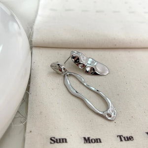 925 Silver Asymmetrical Drop Earrings Minimalist Dangle Earrings