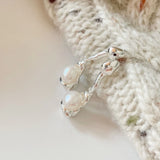 925 Silver Baroque Pearl Drop Earrings Dangle Female Jewelry