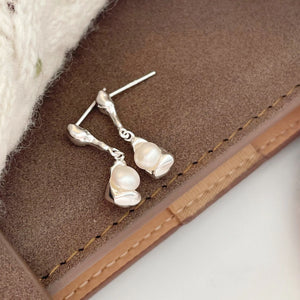 925 Silver Baroque Pearl Drop Earrings Dangle Female Jewelry