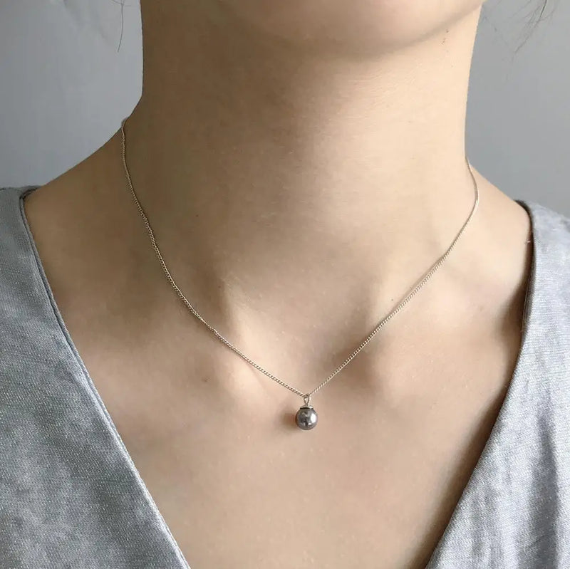 925 Sterling Silver Pearl Necklace Pendant Summer Jewelry Gift