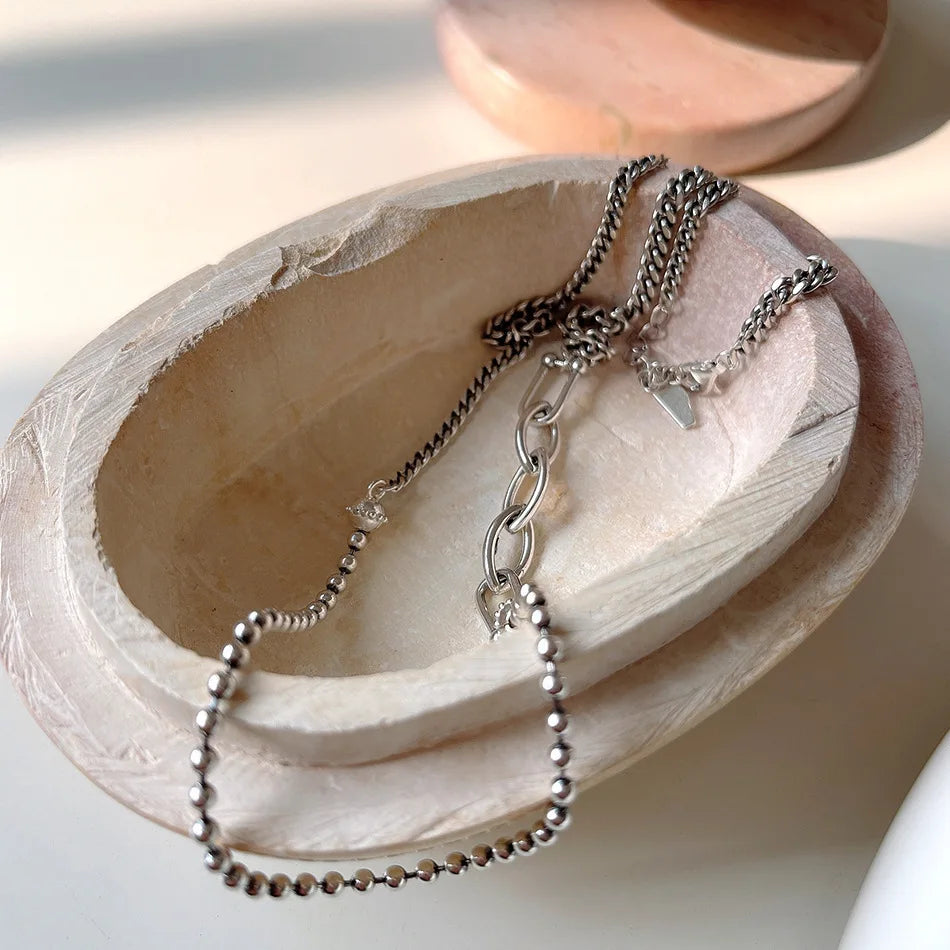 925 Silver Braided Vintage Necklace Pendant Chain For Women Jewelry