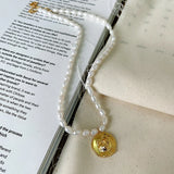 925 Silver Cat Head Pearl Necklace Pendant Freshwater Pearl Clavicle Chain