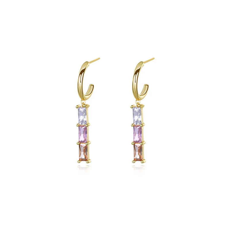 925 Silver Zircon Star Moon Drop Earrings Asymmetric Retro Niche Stud Jewelry