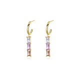 925 Silver Zircon Star Moon Drop Earrings Asymmetric Retro Niche Stud Jewelry