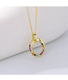 925 Silver Zircon Pendant Necklace Colorful Clavicle Chain Jewelry