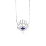 925 Silver Devil's Eye Clavicle Chain Necklace Evil Eye Zircon Jewelry