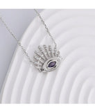 925 Silver Devil's Eye Clavicle Chain Necklace Evil Eye Zircon Jewelry