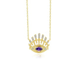 925 Silver Devil's Eye Clavicle Chain Necklace Evil Eye Zircon Jewelry