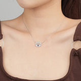 925 Silver Devil's Eye Clavicle Chain Necklace Evil Eye Zircon Jewelry