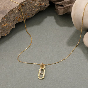 925 Silver Double Ring Clavicle Chain Necklace CZ Zircon Pendant