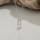 925 Silver Double Ring Clavicle Chain Necklace CZ Zircon Pendant