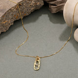 925 Silver Double Ring Clavicle Chain Necklace CZ Zircon Pendant
