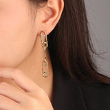 925 Silver Drop Earrings Long Chain Clip Jewelry Women