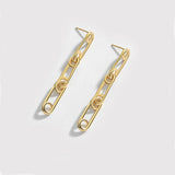 925 Silver Drop Earrings Long Chain Clip Jewelry Women