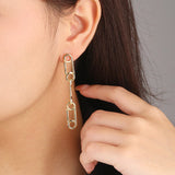 925 Silver Drop Earrings Long Chain Clip Jewelry Women