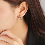 925 Silver Evil Eye Drop Earrings Tassel Hollow Zircon Stud Earrings