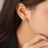 925 Silver Evil Eye Drop Earrings Tassel Hollow Zircon Stud Earrings