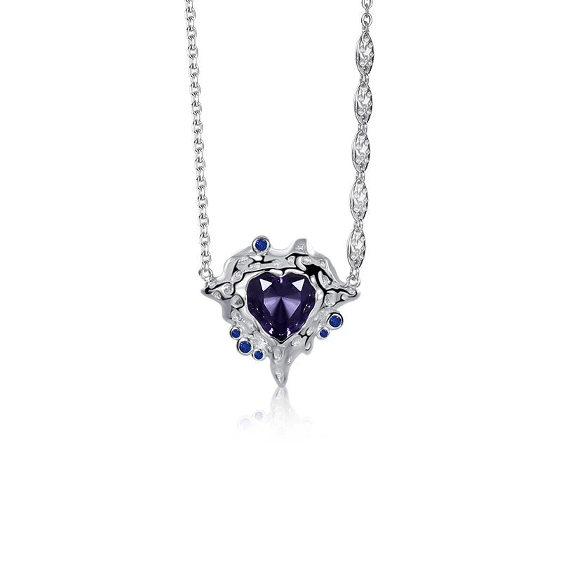 925 Silver Asymmetrical Love Necklace Clavicle Chain Pendant