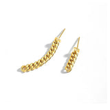925 Sterling Silver Asymmetrical Personality Twist Chain Stud Earrings