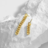 925 Sterling Silver Asymmetrical Personality Twist Chain Stud Earrings