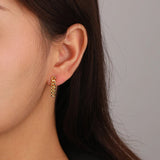 925 Sterling Silver Asymmetrical Personality Twist Chain Stud Earrings
