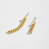 925 Sterling Silver Asymmetrical Personality Twist Chain Stud Earrings
