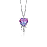 925 Silver Dissolved Love Heart Necklace Zircon Pendant Jewelry