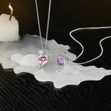925 Silver Dissolved Love Heart Necklace Zircon Pendant Jewelry