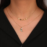 925 Silver Double Necklac Star Moon Chain Stacking Jewelry