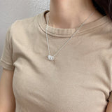 925 Silver Zircon Necklace Pendant Clavicle Chain For Women