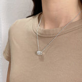 925 Silver Zircon Necklace Pendant Clavicle Chain For Women