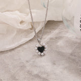 925 Silver Love Pendant Light Shell Beads Necklace Heart Women