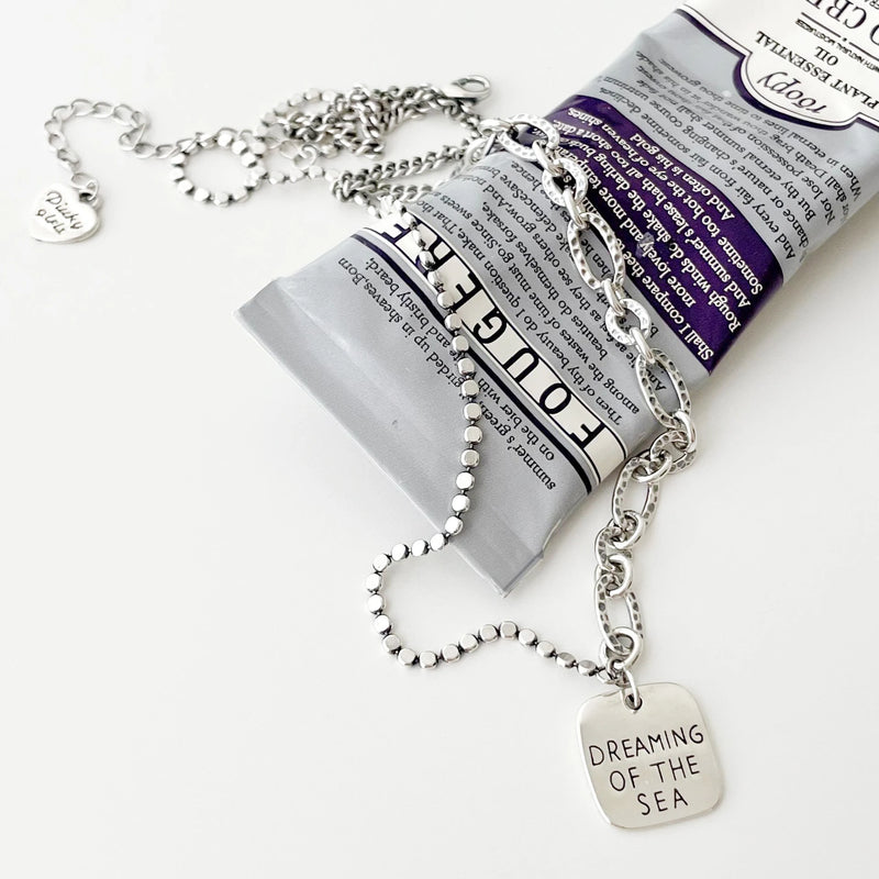 925 Silver Love Heart Letter Necklace Pendant Chain Women's Jewelry