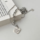 925 Silver Love Heart Letter Necklace Pendant Chain Women's Jewelry