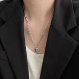 925 Silver Love Heart Letter Necklace Pendant Chain Women's Jewelry
