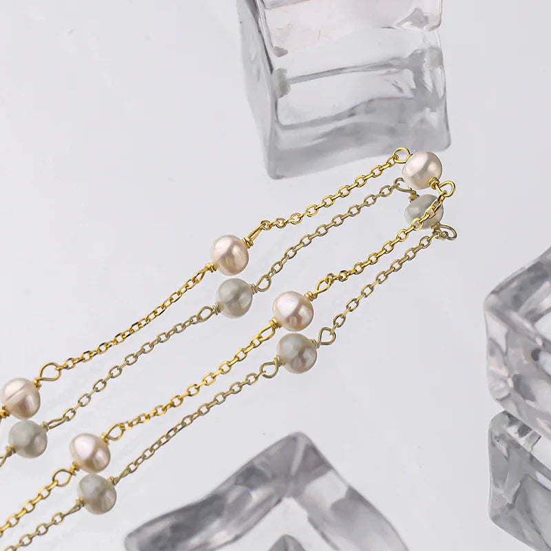 925 Silver Baroque Pearl Clavicle Chain Necklace for Women