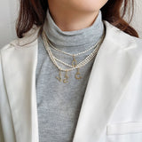 925 Silver Pearl Necklace Pendant Vintage Bamboo Letters Clavicle Chain