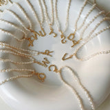 925 Silver Pearl Necklace Pendant Vintage Bamboo Letters Clavicle Chain