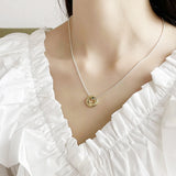 925 Sterling Silver Rotating Circle Necklace Choker Pendant