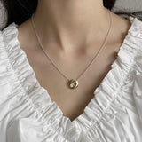 925 Sterling Silver Rotating Circle Necklace Choker Pendant