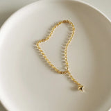 925 Silver Love Heart Bracelet Tassel Chain Bangle Minimalist Female Jewelry