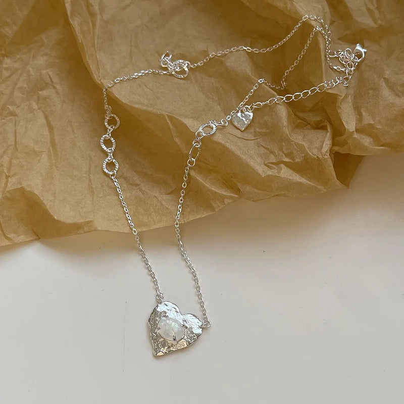 925 Silver Crystal Heart Necklace Personalized Pendant