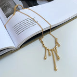 925 Silver Irregular Necklace Pendant Punk Long Sweater Chain for Women