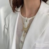 925 Silver Irregular Necklace Pendant Punk Long Sweater Chain for Women